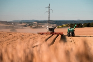 Traktor beim Ernten